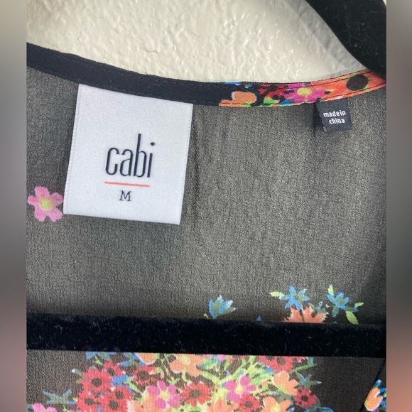Cabi Boho Floral Peasant V-Neck Sheer Summer Vacation Peasant Top size Medium - Picture 3 of 10
